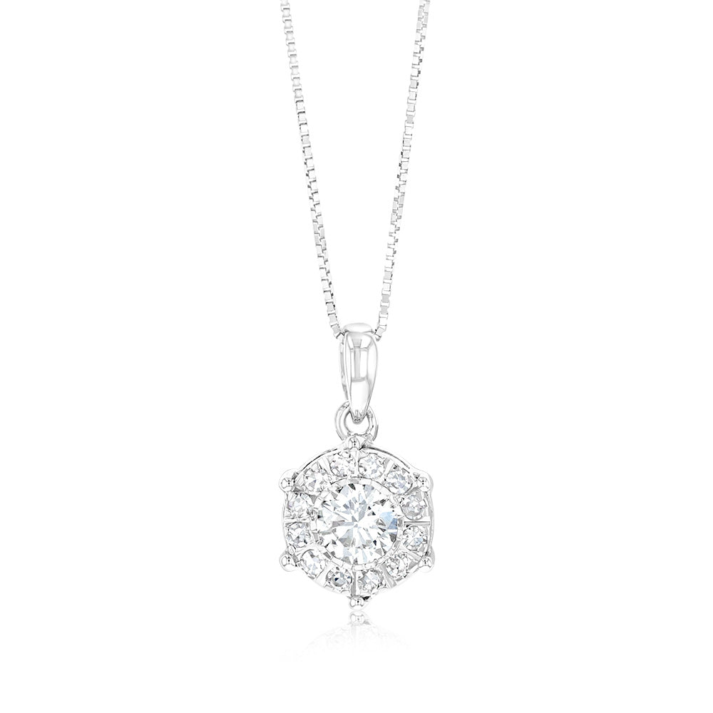 Luminesce Lab Grown 1/2 Carat Diamond Pendant in 9ct White Gold with Chain