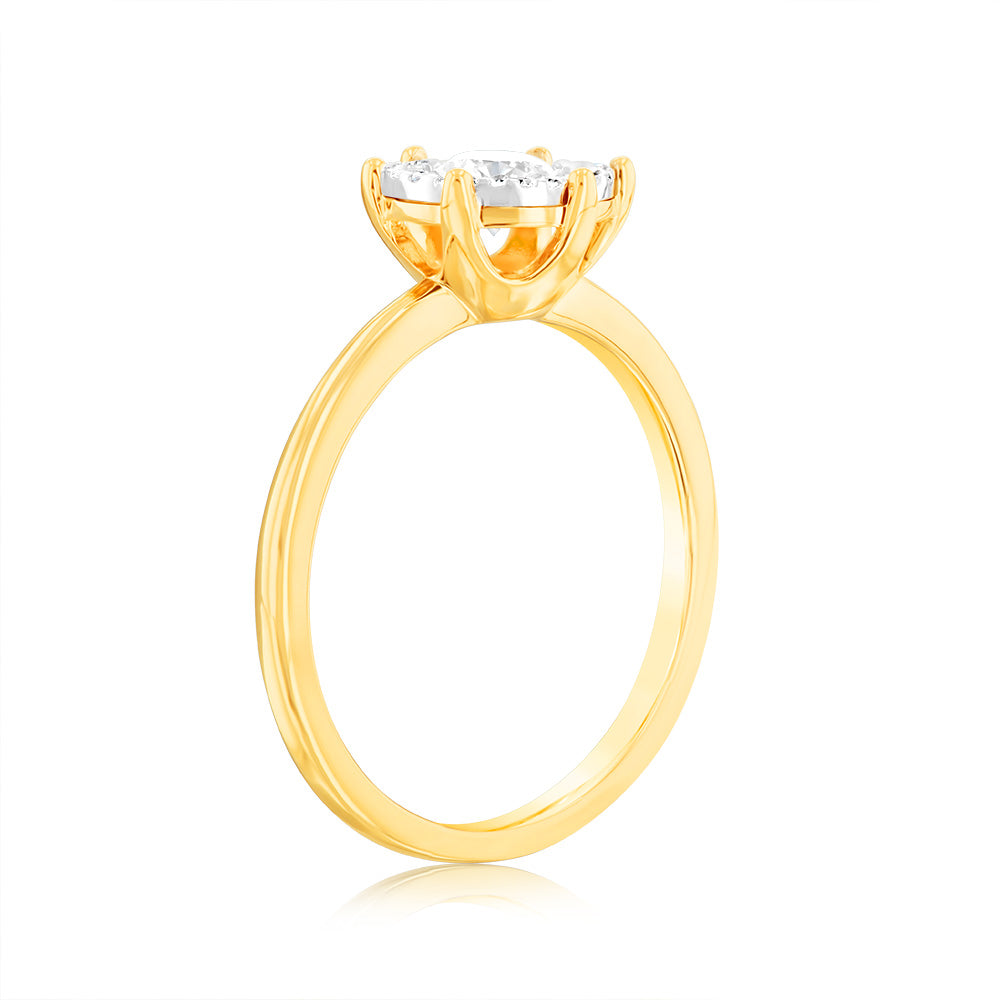 Luminesce Lab Grown 9ct Yellow Gold "2.25 Carat Look" 1/2 Carat Diamond Ring