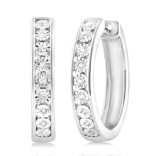 Load image into Gallery viewer, Luminesce Lab Grown Sterling Silver with Hoop Earrings in 18 Diamonds