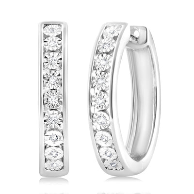 Luminesce Lab Grown 18 Diamonds Hoop Earrings in Sterling Silver