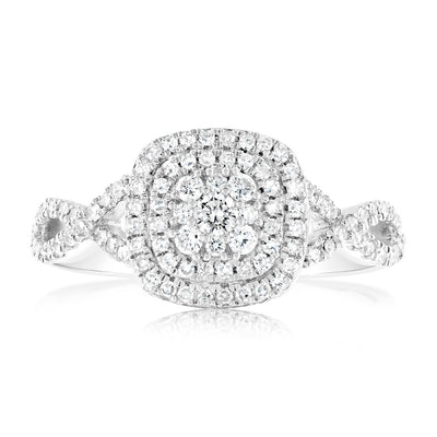 Luminesce Lab Grown 1/2 Carat Cushion Shaped Ring in Sterling Silver