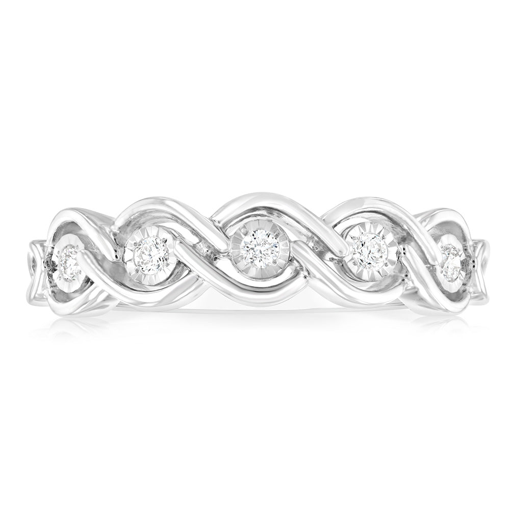 Luminesce Lab Grown Sterling Silver in 5 Diamonds Ring