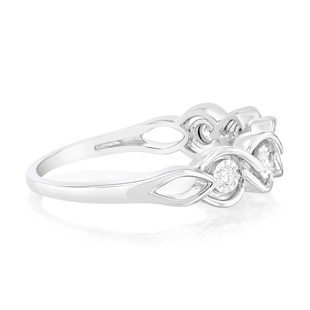 Luminesce Lab Grown Sterling Silver in 5 Diamonds Ring