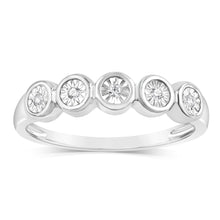 Load image into Gallery viewer, Luminesce Lab Grown Sterling Silver in 5 Natural Diamonds Ring