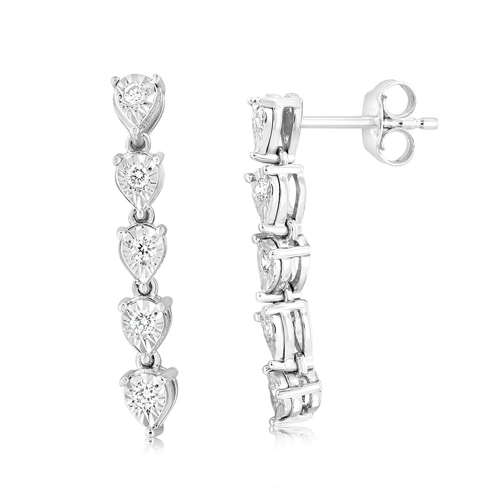 Luminesce Lab Grown 1/5 Carat Natural Diamond Drop Earrings in Sterling Silver