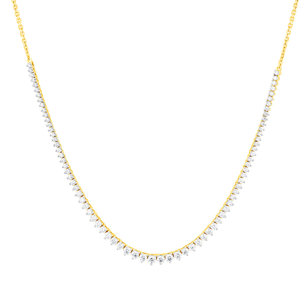 Luminesce Lab Grown 10ct Yellow Gold Tennis Necklace in 3Carat Diamond