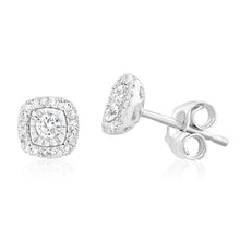 Load image into Gallery viewer, Luminesce Lab Grown 9ct White Gold 1/5 Carat Diamond Halo Stud Earrings