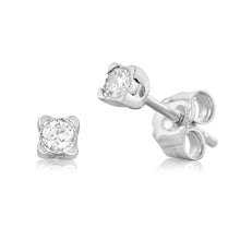 Load image into Gallery viewer, Luminesce Lab Grown 9ct White Gold 1/10 Carat Diamond Solitaire Stud Earrings