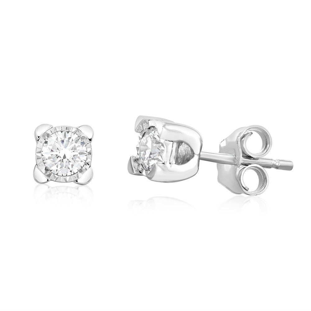 Luminesce Lab Grown 9ct White Gold 0.40 Carat Diamond Solitaire Stud Earrings