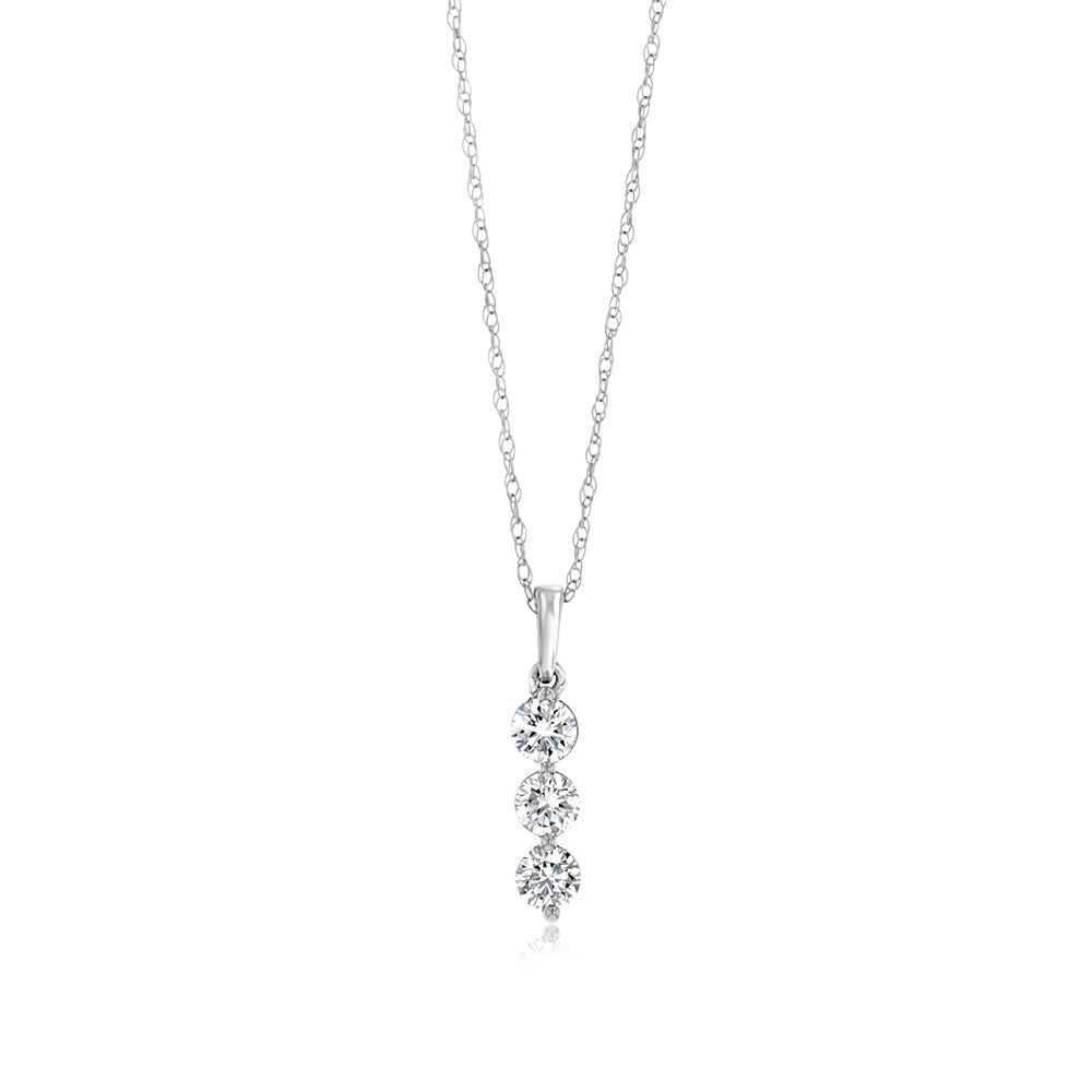 Luminesce Lab Grown 9ct White Gold 1/3 Carat Diamond 3-Stone Pendant on 45cm Chain