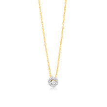 Load image into Gallery viewer, Luminesce Lab Grown 9ct Yellow Gold Diamond Halo Pendant on 45cm Chain