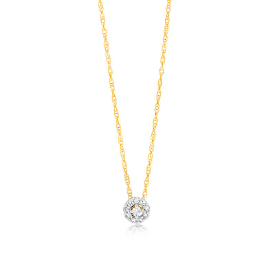 Luminesce Lab Grown 9ct Yellow Gold Diamond Halo Pendant on 45cm Chain