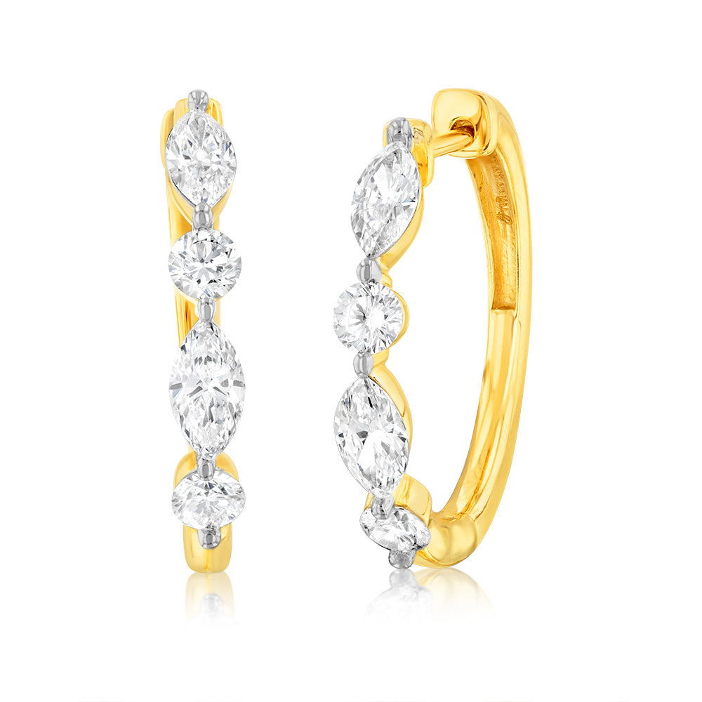 Luminesce Lab Grown 9ct Yellow Gold 1.5 Carat Diamond Hoop Earrings