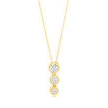 Load image into Gallery viewer, Luminesce Lab Grown 9ct Yellow Gold 0.80 Carat Diamond Pendant with 3 Diamonds on 45cm Chain