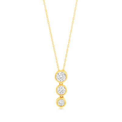 Luminesce Lab Grown 9ct Yellow Gold 0.80 Carat Diamond Pendant with 3 Diamonds on 45cm Chain