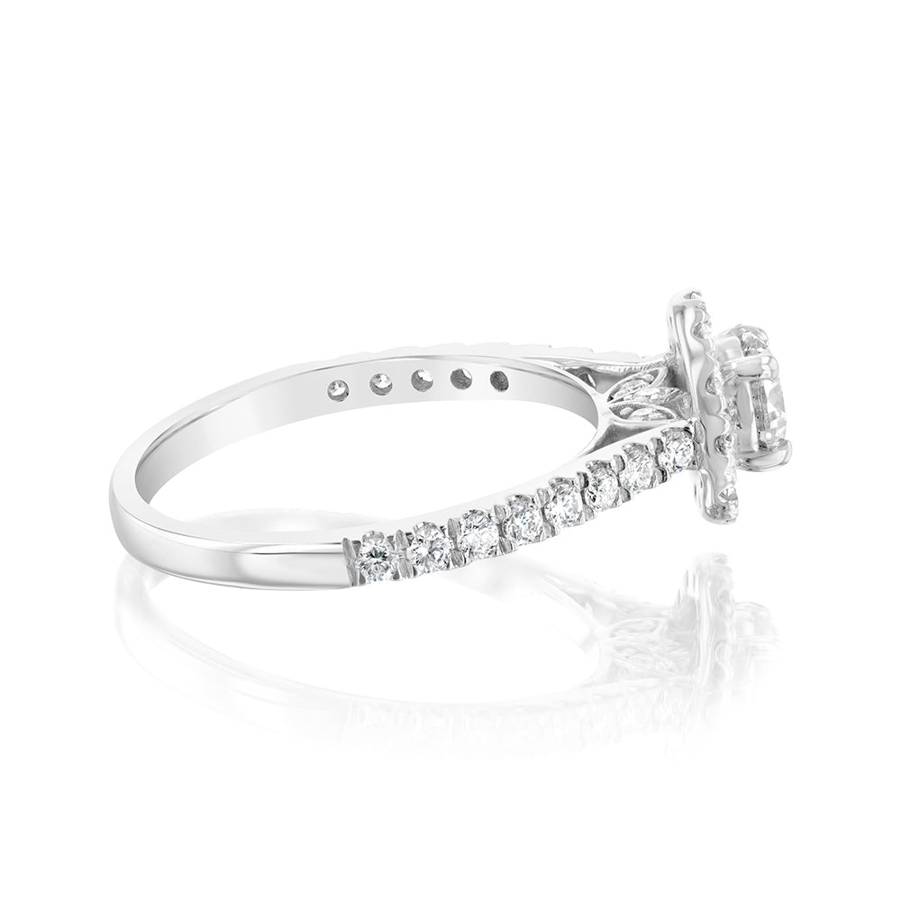 Luminesce Lab Grown 9ct White Gold 1 Carat Diamond Halo Solitaire Ring