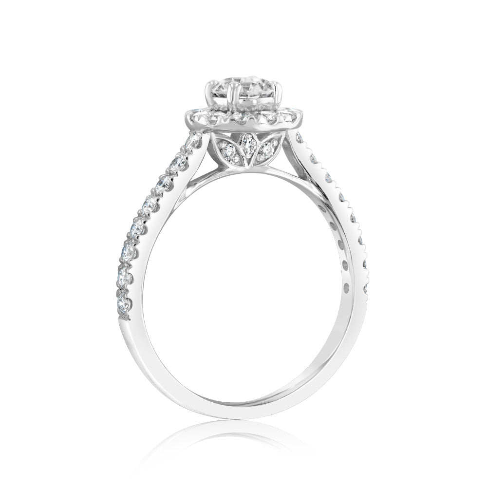 Luminesce Lab Grown 9ct White Gold 1 Carat Diamond Halo Solitaire Ring