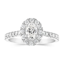 Load image into Gallery viewer, Luminesce Lab Grown 9ct White Gold 1 Carat Diamond Halo Solitaire Ring with OvalCentre Diamond