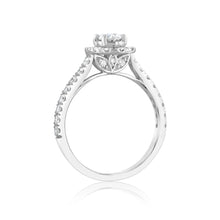 Load image into Gallery viewer, Luminesce Lab Grown 9ct White Gold 1 Carat Diamond Halo Solitaire Ring with OvalCentre Diamond