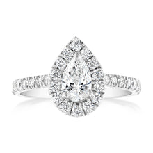 Load image into Gallery viewer, Luminesce Lab Grown 9ct White Gold 1 Carat Diamond Halo Solitaire Ring with Pear Centre Diamond