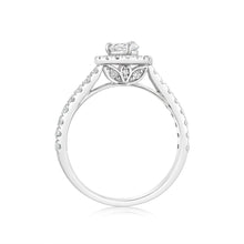 Load image into Gallery viewer, Luminesce Lab Grown 9ct White Gold 1 Carat Diamond Halo Solitaire Ring with Pear Centre Diamond