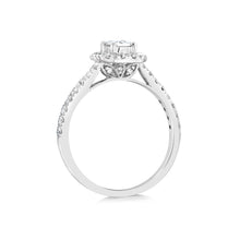 Load image into Gallery viewer, Luminesce Lab Grown 9ct White Gold 1 Carat Diamond Halo Solitaire Ring Emerald Centre Diamond