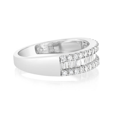 Luminesce Lab Grown 9ct White Gold 1/2 Carat Diamond Channel Set Ring with Baguette and Round Brilliant Diamonds