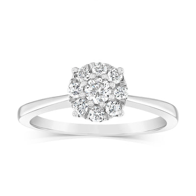Luminesce Lab Grown 9ct White Gold 0.30 Carat Diamond Round Cluster Ring