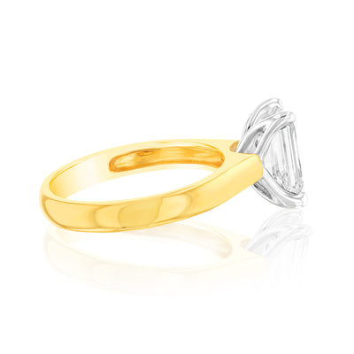 Luminesce Lab Grown Certified 2 Carat Emerald Diamond Engagement Ring in 18ct Yellow Gold