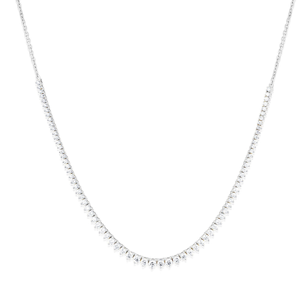 Luminesce Lab Grown 10ct White Gold Tennis Necklace in 3Carat Diamond