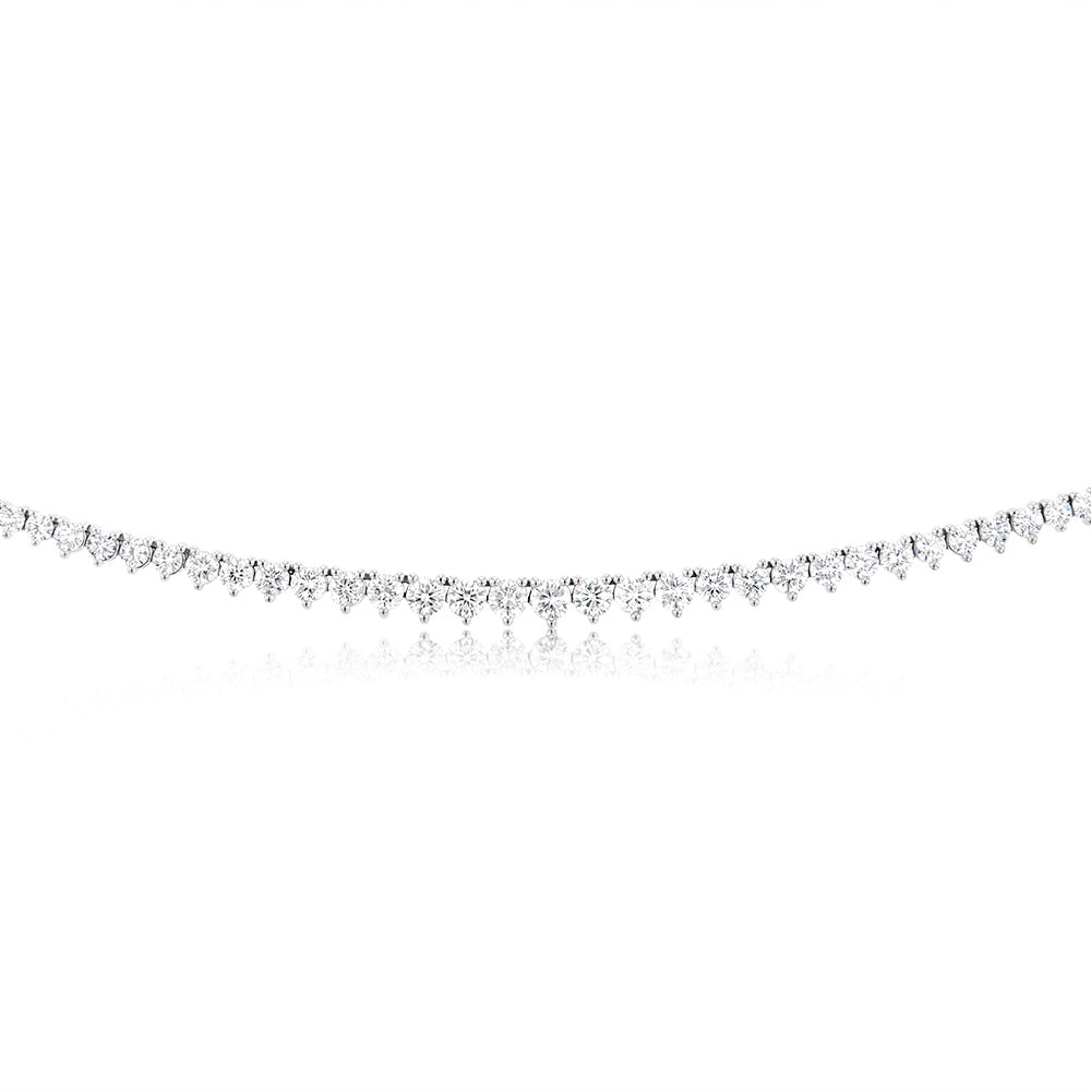 Luminesce Lab Grown 10ct White Gold Tennis Necklace in 3Carat Diamond