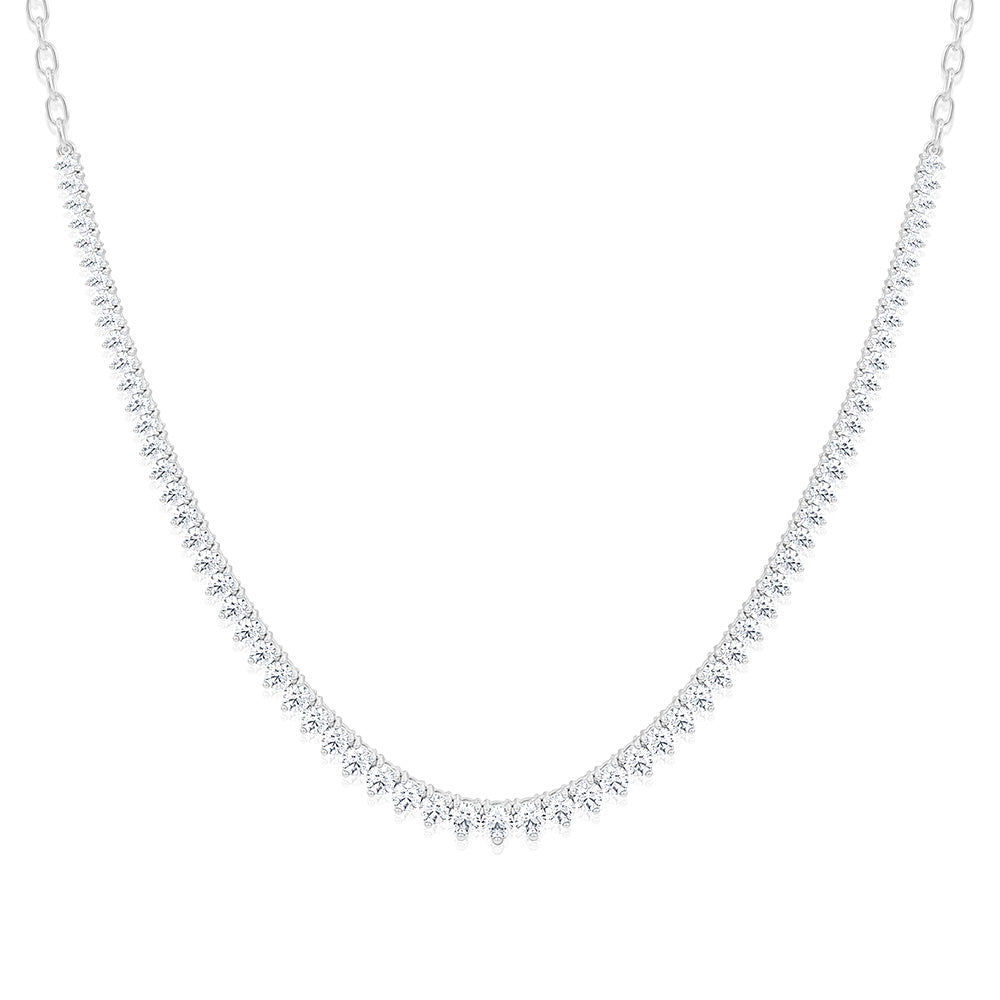 Luminesce Lab Grown 10ct White Gold Tennis Necklace in 5 Carat Diamond