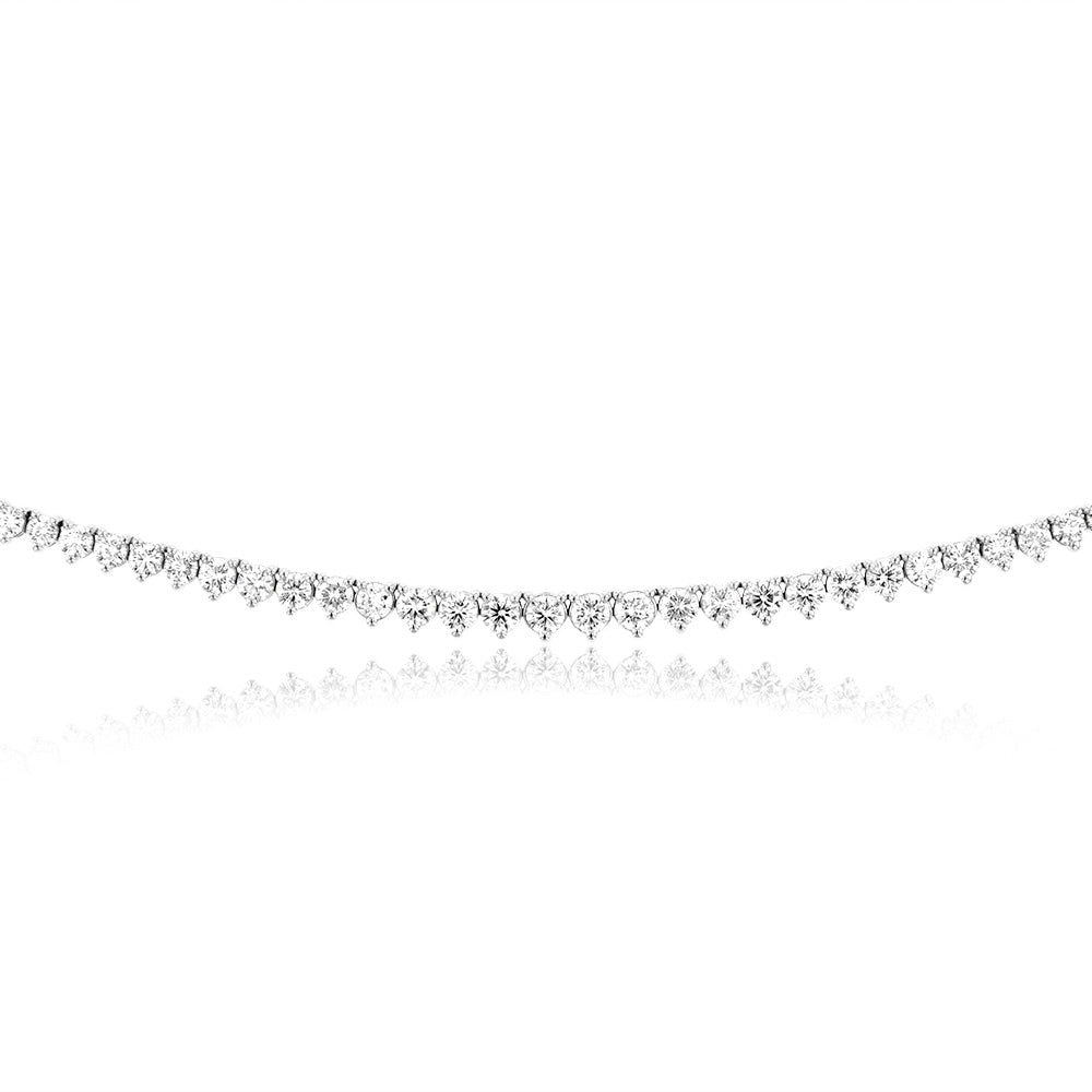 Luminesce Lab Grown 10ct White Gold Tennis Necklace in 5 Carat Diamond