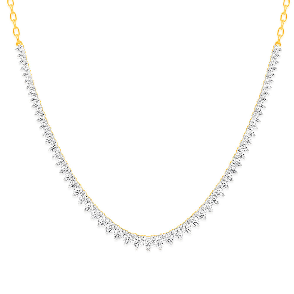 Luminesce Lab Grown 10ct Yellow Gold Tennis Necklace in 7 Carat Diamond