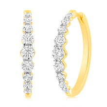 Load image into Gallery viewer, Luminesce Lab Grown 10ct Yellow Gold Hoop Earrings in 1 Carat Diamond