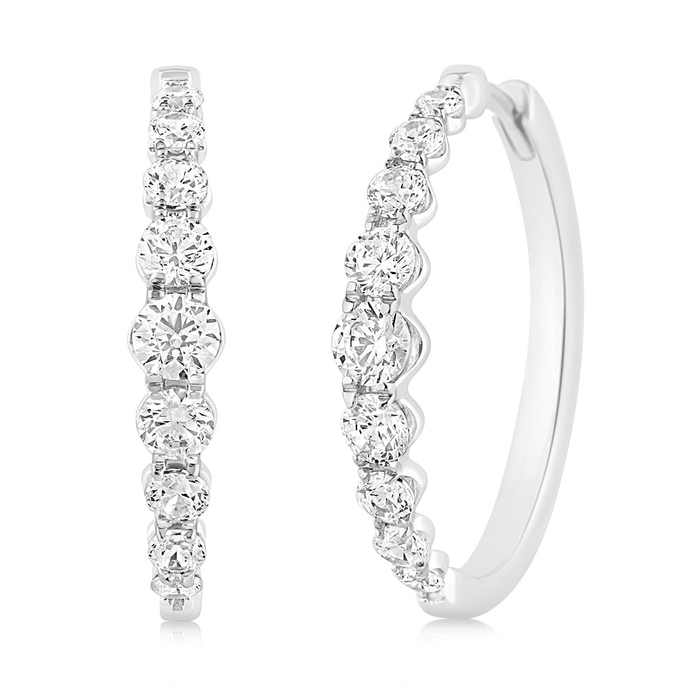 Luminesce Lab Grown 10ct White Gold Hoop Earrings in 1 Carat Diamond