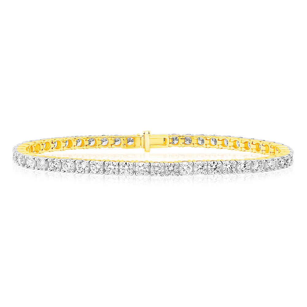 Luminesce Lab Grown 10ct Yellow Gold Tennis Bracelet in 7 Carat Diamond