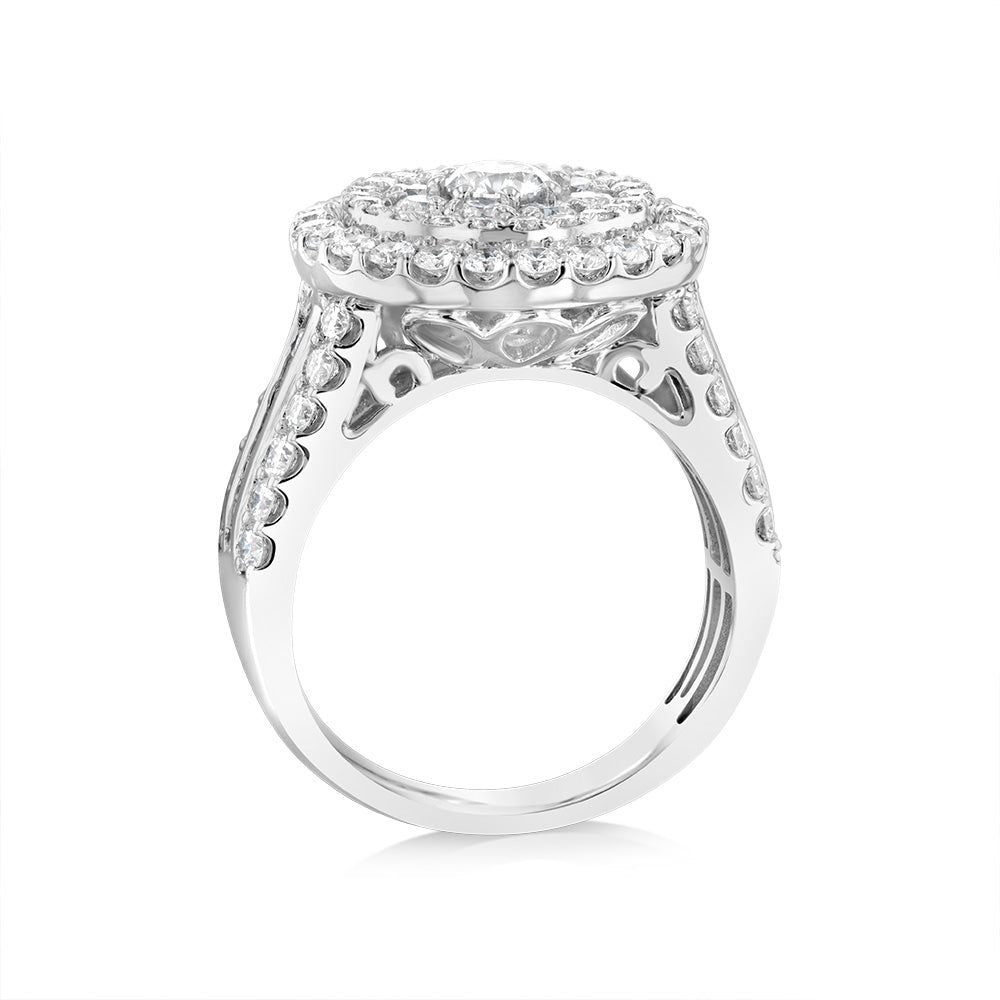 Luminesce Lab Grown 10ct White Gold Ring in 3 Carat Diamond