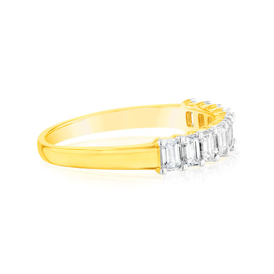 Luminesce Lab Grown 10ct Yellow Gold Eternity Emerald Cut Shaped Ring in 1 Carat Diamond