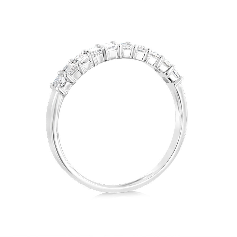 Luminesce Lab Grown 10ct White Gold Eternity Emerald Cut Shaped Ring in 1 Carat Diamond