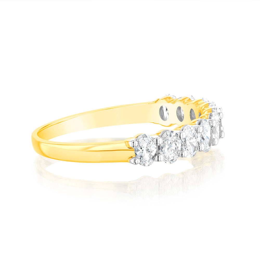 Luminesce Lab Grown 10ct Yellow Gold Eternity Oval Cut Shaped Ring in 1 Carat Diamond