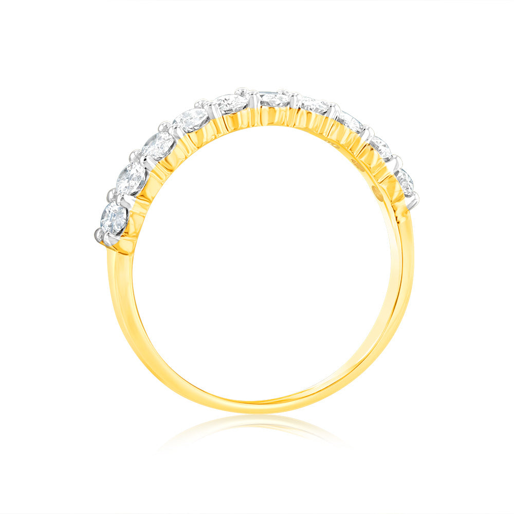 Luminesce Lab Grown 10ct Yellow Gold Eternity Oval Cut Shaped Ring in 1 Carat Diamond