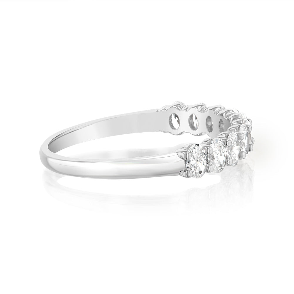 Luminesce Lab Grown 10ct White Gold Eternity Oval Cut Shaped Ring in 1 Carat Diamond