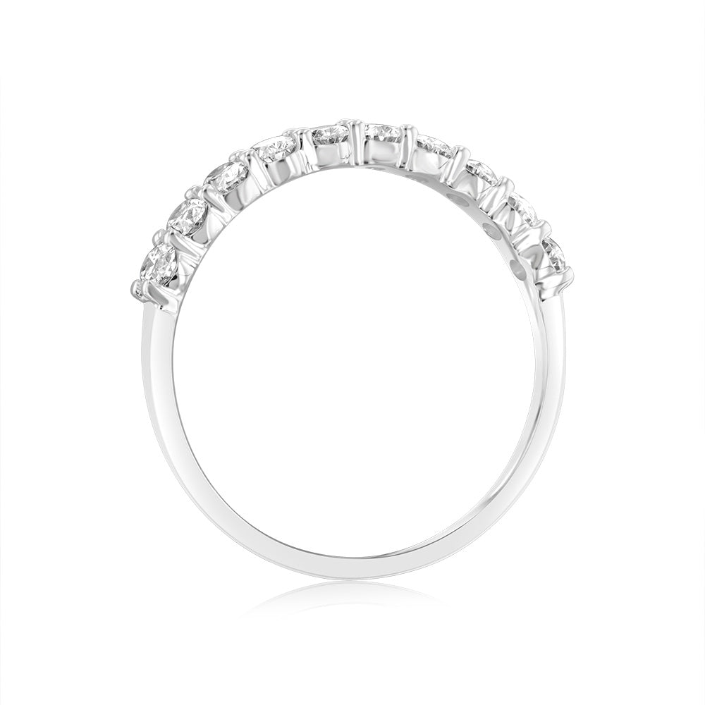 Luminesce Lab Grown 10ct White Gold Eternity Oval Cut Shaped Ring in 1 Carat Diamond