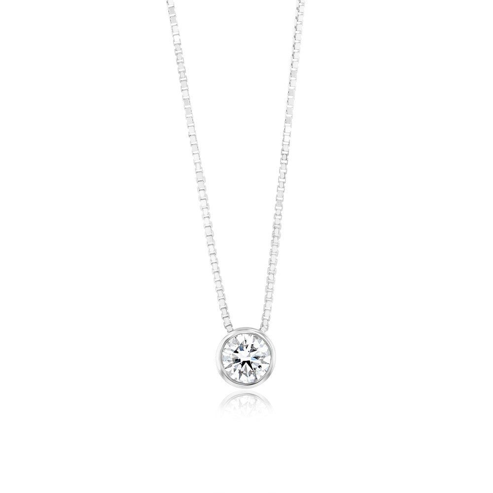 Luminesce Lab Grown Bezel Pendant in 1/4 Carat Diamond with Silver Slider Chain