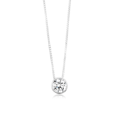 Luminesce Lab Grown Bezel Pendant in 1/2 Carat Diamond with Silver Slider Chain