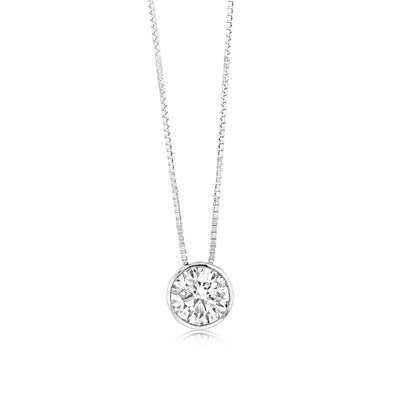 Luminesce Lab Grown 1 Carat Diamond Bezel Pendant in Sterling Silver on 45cm Chain