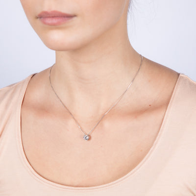 Luminesce Lab Grown 1 Carat Diamond Bezel Pendant in Sterling Silver on 45cm Chain