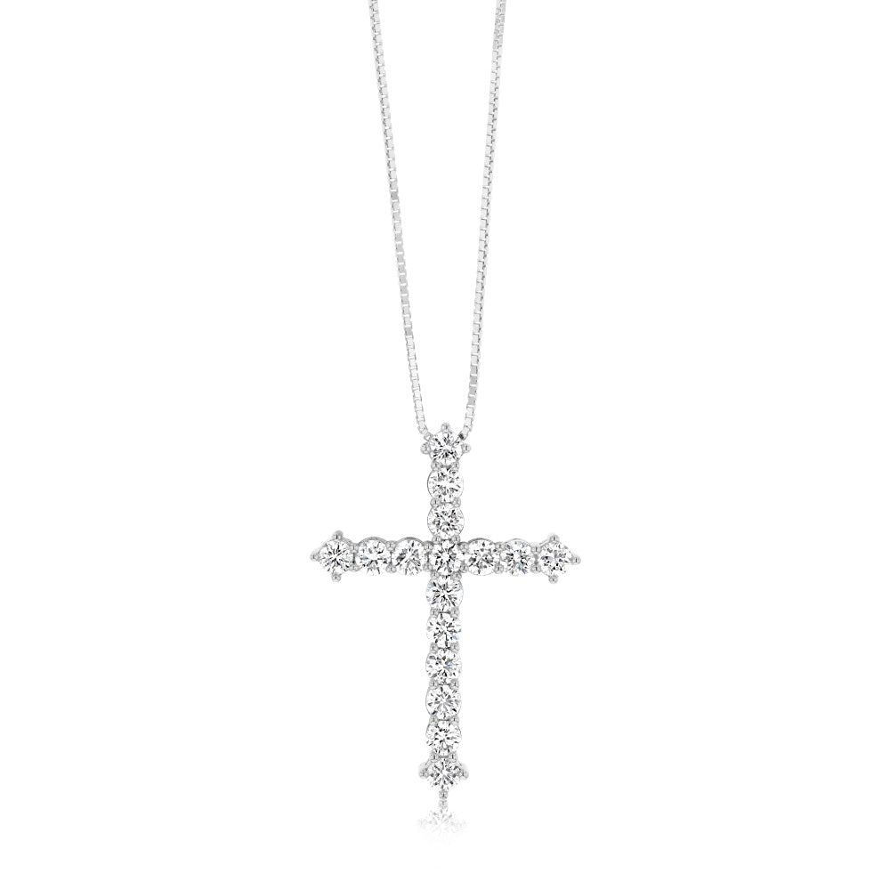 Luminesce Lab Grown Cross Pendant in 1 Carat Diamond with Silver Slider Chain