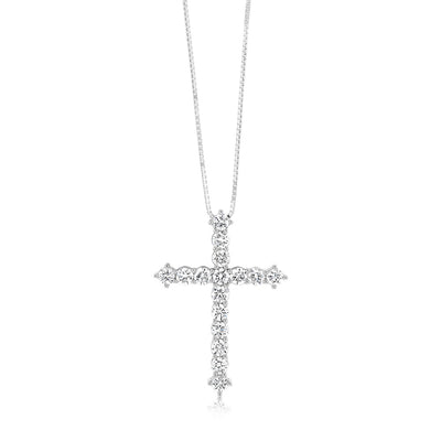 Luminesce Lab Grown Cross Pendant in 1 Carat Diamond with Silver Slider Chain